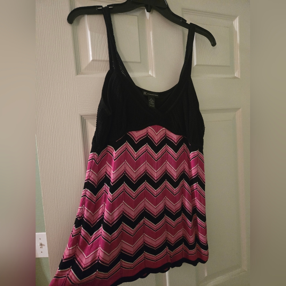 Black and Pink Chevron Tank Top
